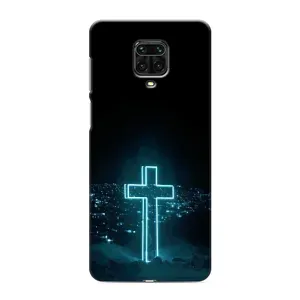 Чехол для Xiaomi Redmi Note 9 Pro (AlphaPrint) - (Христианские) (Крест и город)