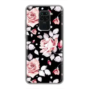 Чехлы с Цветами для Xiaomi Redmi Note 9 (VPrint) (Цветочки на черном)