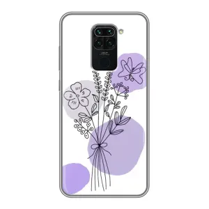 Силиконовый чехол с принтом в цветах на Xiaomi Redmi Note 9 (Букет фиолетовая абстракция)