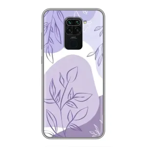 Силиконовый чехол с принтом в цветах на Xiaomi Redmi Note 9 (Фиолетовые листья абстракция)