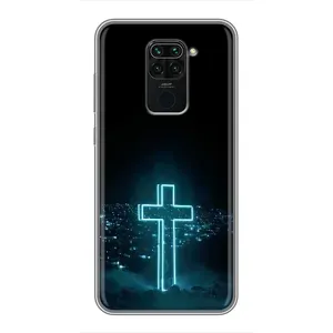 Чехол для Xiaomi Redmi Note 9 (AlphaPrint) - (Христианские) (Крест и город)