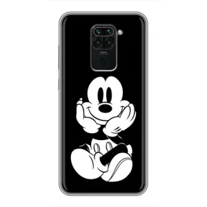 Эксклюзивный чехол для Xiaomi Redmi Note 9 (AlphaPrint - Мультяшные) (Микки на черном)