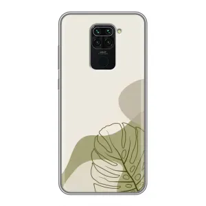 Силиконовый чехол с принтом в цветах на Xiaomi Redmi Note 9 (Зеленая монстера дизайн)