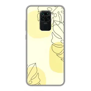 Силиконовый чехол с принтом в цветах на Xiaomi Redmi Note 9 (Желтая монстера арт)