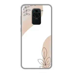 Силиконовый чехол с принтом в цветах на Xiaomi Redmi Note 9 (Нюдовая веточка абстракция)