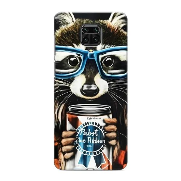 Чехол с принтом «Енот с банкой» для Xiaomi Redmi Note 9S