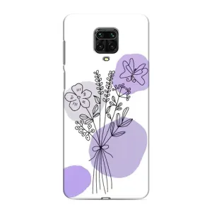 Силиконовый чехол с принтом в цветах на Xiaomi Redmi Note 9S (Букет фиолетовая абстракция)