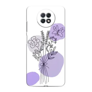 Силиконовый чехол с принтом в цветах на Xiaomi Redmi Note 9T (Букет фиолетовая абстракция)
