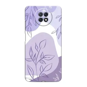 Силиконовый чехол с принтом в цветах на Xiaomi Redmi Note 9T (Фиолетовые листья абстракция)