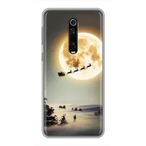 Новорічні, Святкові Чохли для Xiaomi Mi 9T - 2024 год (Санта на місяці)