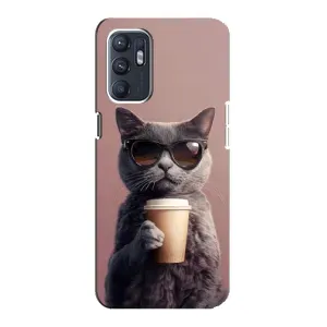 Чехол с принтом стильные животные для ЗТЕ Блейд А31 Плюс (Кот с кофе)