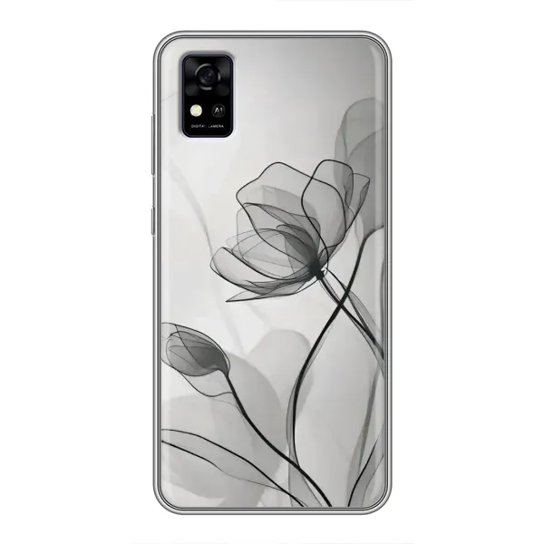 Чехол с принтом «Черные цветы» для ZTE Blade A31