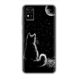 Чохол з принтом для ZTE Blade A31 (AlphaPrint) Модні коти (Котик і місяць)