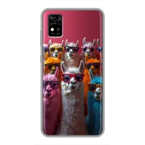 Чохол з принтом стильні тварини для ZTE Фенікс А31 (Лами в окулярах)