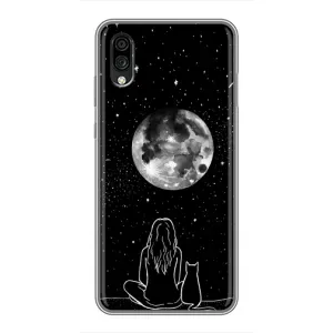 Чехол с рисунком кот на ZTE Blade A5 (2020) (Девушка с котом)