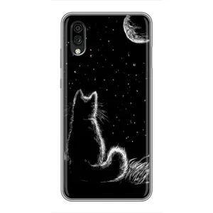 Чохол з принтом для ZTE Blade A5 (2020) (AlphaPrint) Модні коти (Котик і місяць)