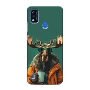 Чохол з принтом стильні тварини для ЗТЕ Блейд A51 (Лось з кавою)