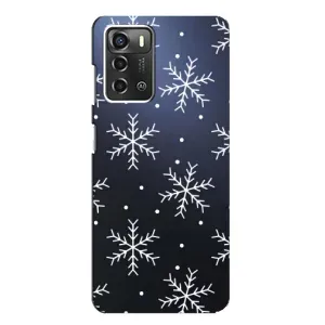 Зимні Чохли для ZTE Blade A52 - прозорий фон (Білі сніжинки)