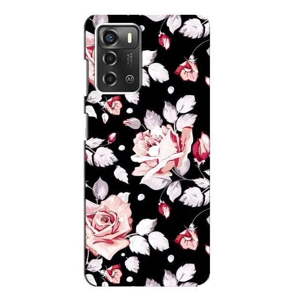 Чохол з принтом «Квіти на чорному» для ZTE Blade A52