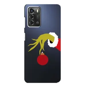 Зимні Чохли для ZTE Blade A52 - прозорий фон (Грінч з іграшкою)