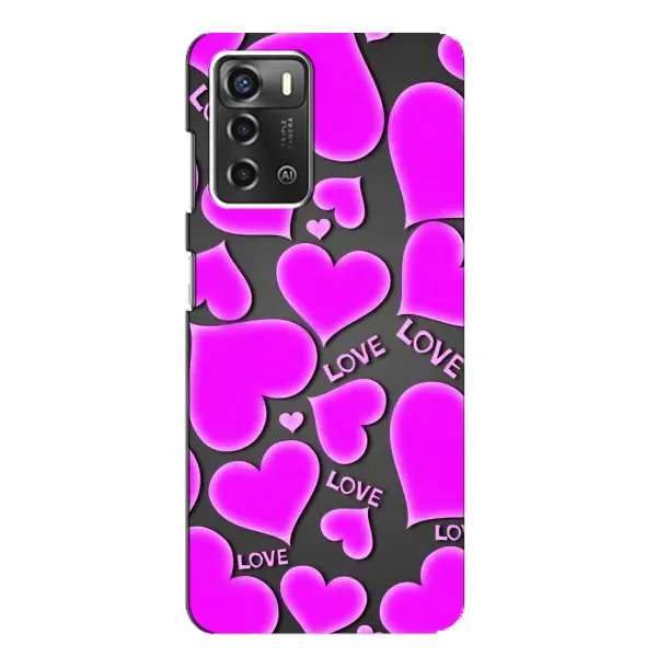 Чохол з принтом «Pink hearts» для ZTE Blade A52 Чохол з принтом «Pink hearts» для ZTE Blade A52
