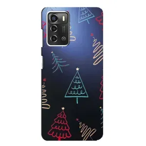 Зимні Чохли для ZTE Blade A52 - прозорий фон (Різдвяні ялинки)