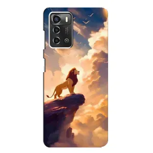 Чохол Король лев на ZTE Blade A52 (Сімба на скелі)