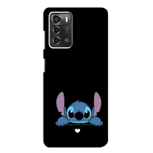 Чохол з принтом Стіч на ZTE Blade A52 (Стіч на чорному)