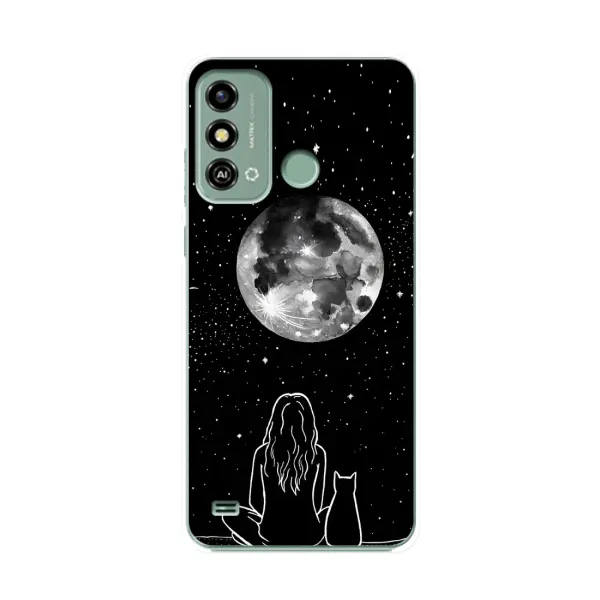 Чехол с принтом «Девушка с котом» для ZTE Blade A53