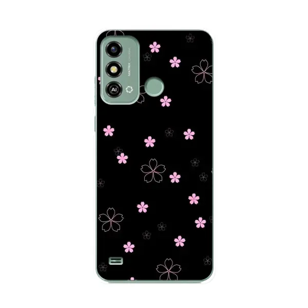 Чехол с принтом «Розовые цветы на черном» для ZTE Blade A53