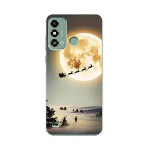 Новорічні, Святкові Чохли для ZTE Blade A53 - 2024 год (Санта на місяці)