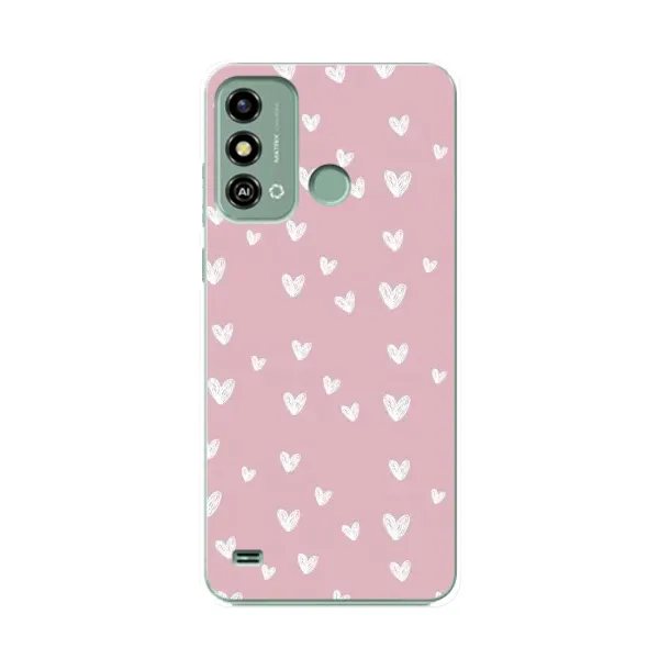 Чехол с принтом «Сердечки на розовом» для ZTE Blade A53