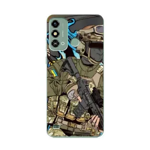 Чехлы с картинкой ЗСУ для ZTE Blade A53 (AlphaPrint) (Воїн ЗСУ)