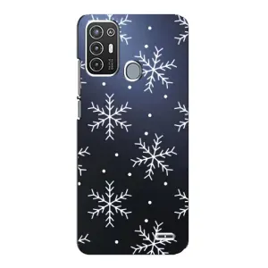 Зимні Чохли для ZTE Blade А72 - прозорий фон (Білі сніжинки)