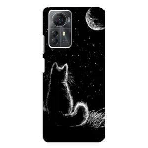 Чохол з принтом для ZTE Blade A72s (AlphaPrint) Модні коти (Котик і місяць)