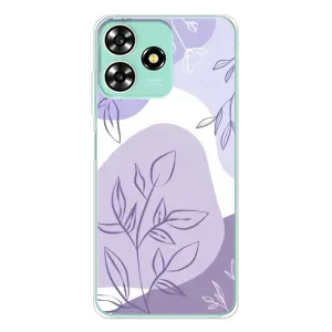 Силконовий чохол з принтом в квітах на ZTE Blade A73 (Фіолетове листя абстракція)