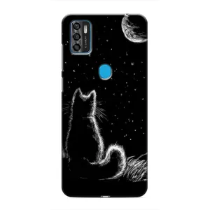Чохол з принтом для ZTE Blade A7s 2020 (AlphaPrint) Модні коти (Котик і місяць)