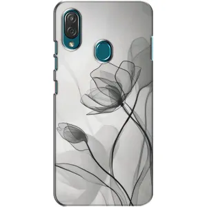 Чохол з квітковим принтом на ZTE Блейд V10 Віта (Чорні квіти)