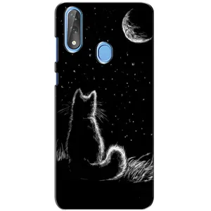 Чохол з принтом для ZTE Blade V10 (AlphaPrint) Модні коти (Котик і місяць)