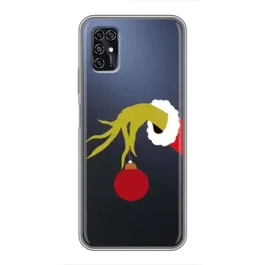 Зимні Чохли для ZTE Blade V2020 Smart - прозорий фон (Грінч з іграшкою)