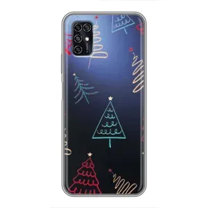 Зимні Чохли для ZTE Blade V2020 Smart - прозорий фон (Різдвяні ялинки)