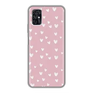 Чохол з розовим принтом для ZTE Blade V2020 Smart (Сердечки на рожевому)
