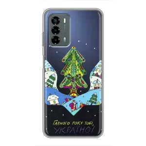 Зимні Чохли для  ZTE V40 Віта - прозорий фон (Різдвяний герб)