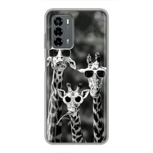 Силиконовый чехол с КАРТИНКАМИ лето для Blade V40 Vita (AlphaPrint) (Жирафы в очках)