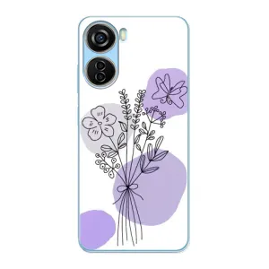 Силиконовый чехол с принтом в цветах на ZTE V40 Design (Букет фиолетовая абстракция)