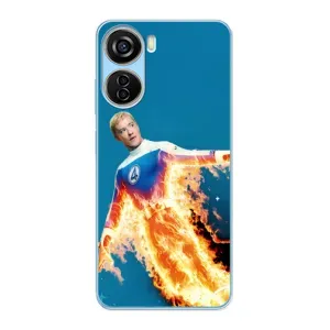 Чехол с принтом Фантастическая четверка для ZTE V40 Design (Человек-факел в огне)