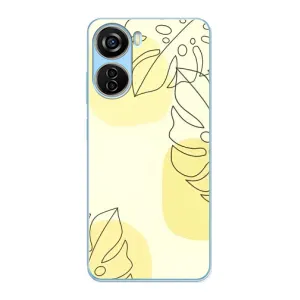 Силиконовый чехол с принтом в цветах на ZTE V40 Design (Желтая монстера арт)