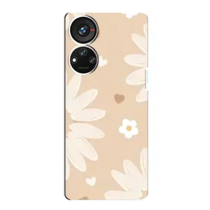 Чохол з квітковим принтом на ZTE Blade V40s (Бежеві квіти)
