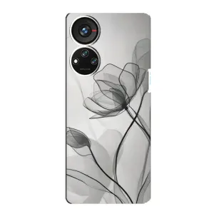 Чохол з квітковим принтом на ZTE Blade V40s (Чорні квіти)