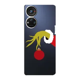 Зимние Чехлы для ЗТЕ В40с - прозрачный фон (Гринч с игрушкой)